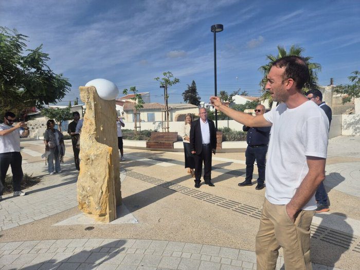snapshot Six first sculptures decorating the Artists Park Mediterranean in Larnaca