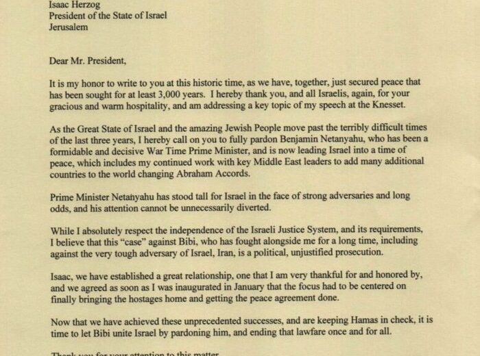 graphic Trump Together we ended a 3000-year war Letter to the Duke about Netanyahus full mercy