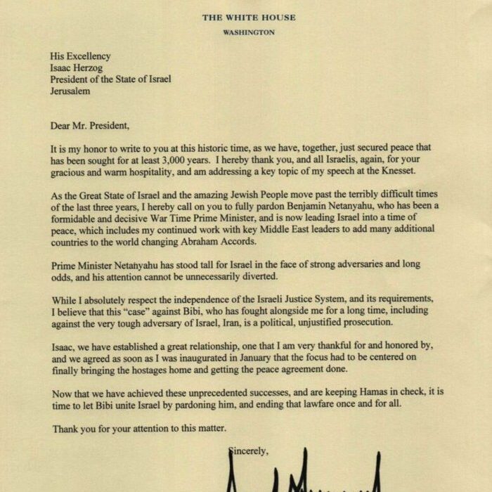 graphic Trump Together we ended a 3000-year war Letter to the Duke about Netanyahus full mercy