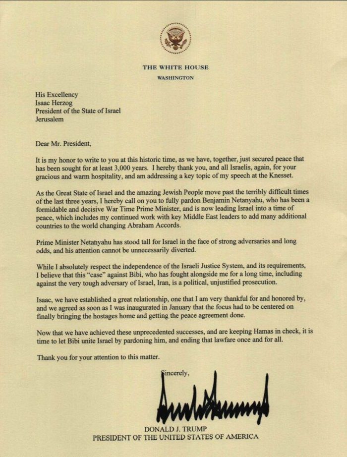 graphic Trump Together we ended a 3000-year war Letter to the Duke about Netanyahus full mercy